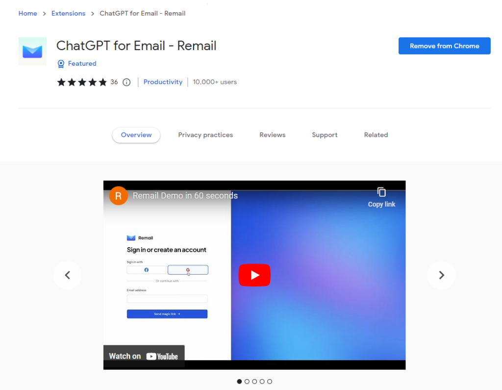 ChatGPT for Email - Remail